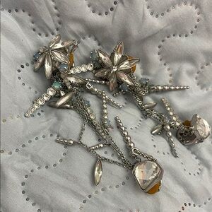 Swarovski Elegant Silver Floral Dangle Earrings